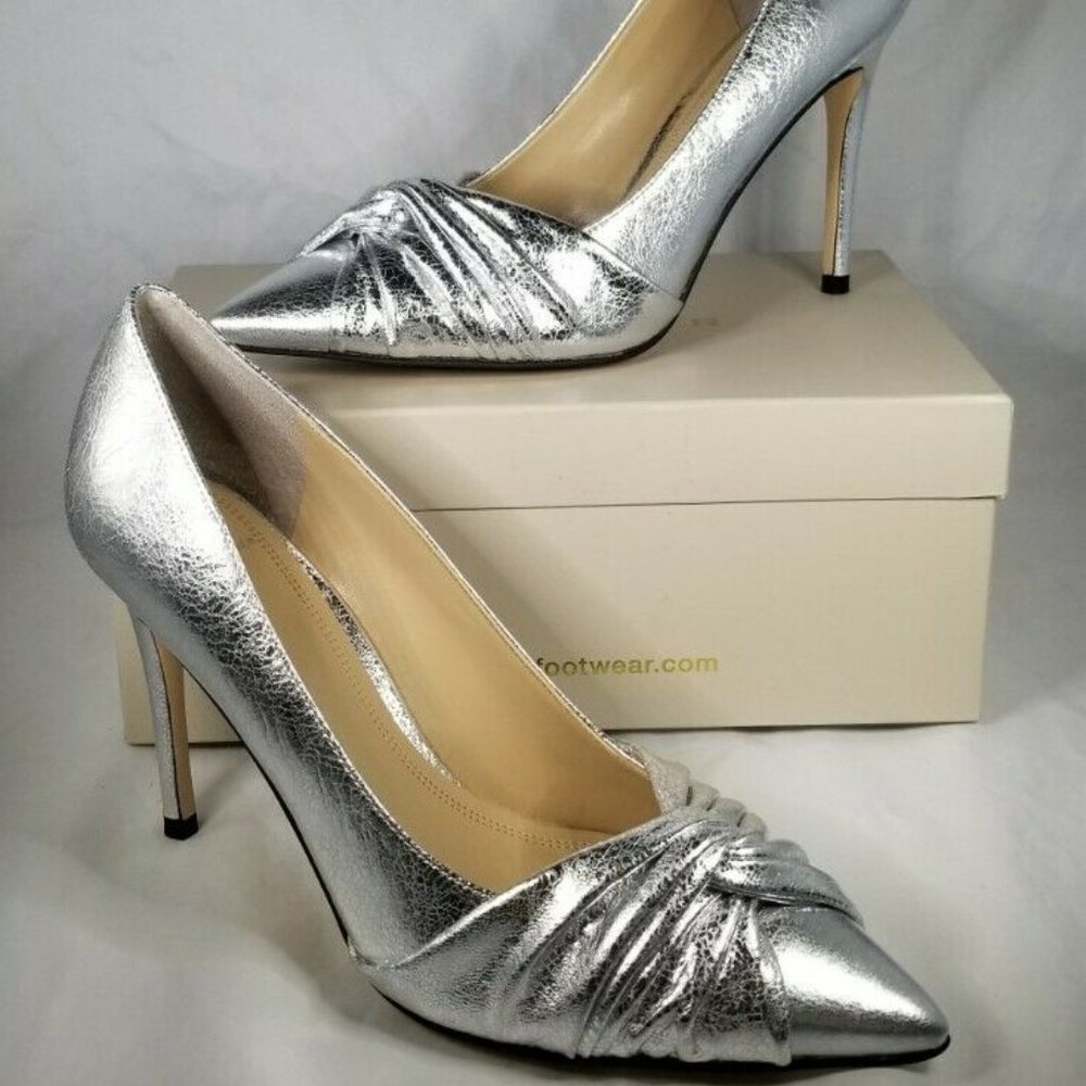 Marc Fisher Vima Silver Leather Heels  8 M NIB